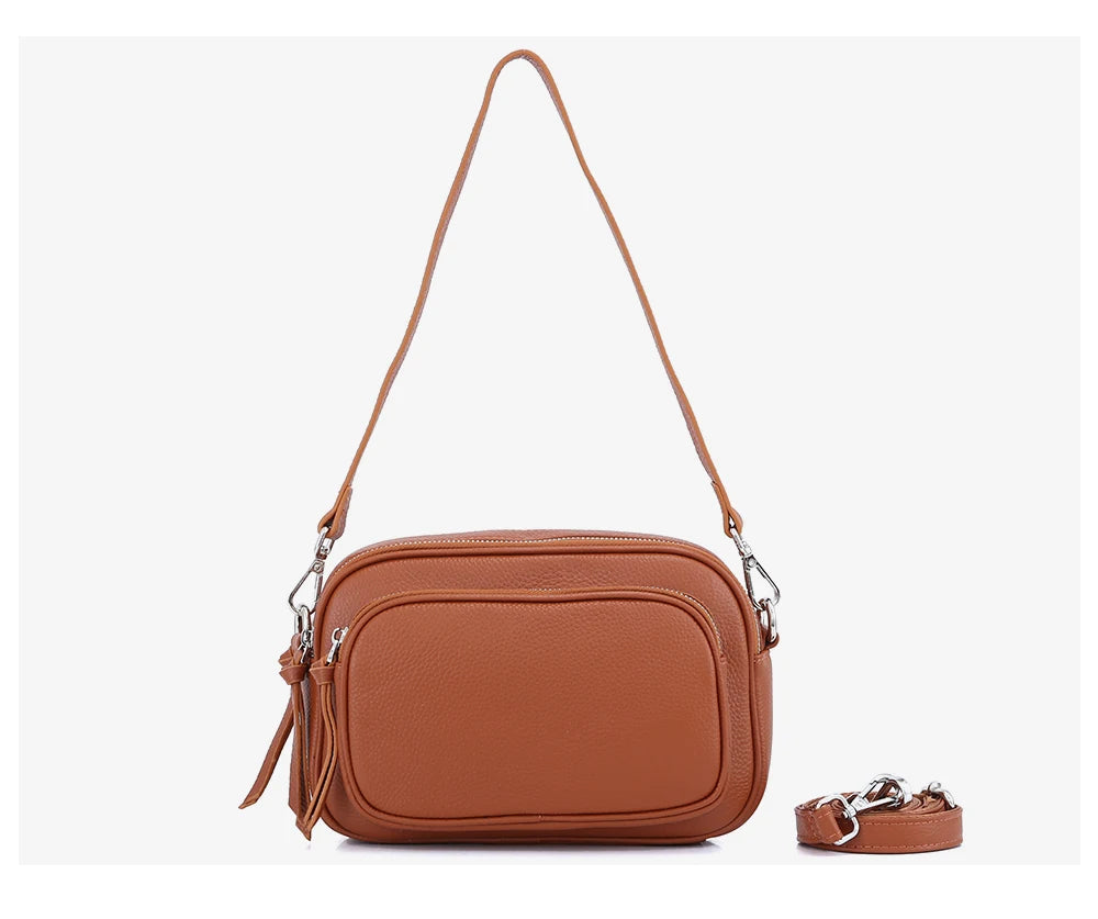 Zency Designer Women Shoulder Bag Genuine Cowhide Leather Handbag Zipper Pockets Large Capacity Female Crossbody Bag White Viralgem Store