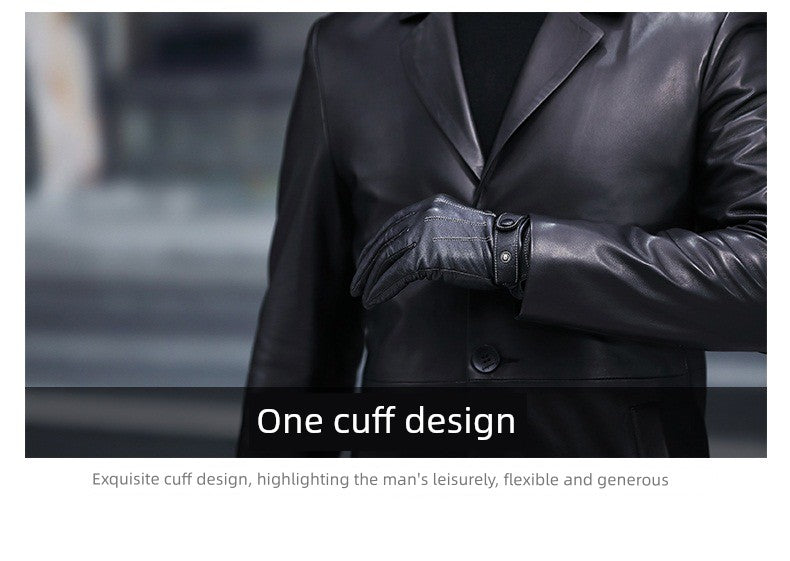 2024 New Arrival Haining Genuine Leather Clothes Men's Mid Length Long Length Trench Coat Fur Outwear Silm K-style Suit Collar Leather Jacket