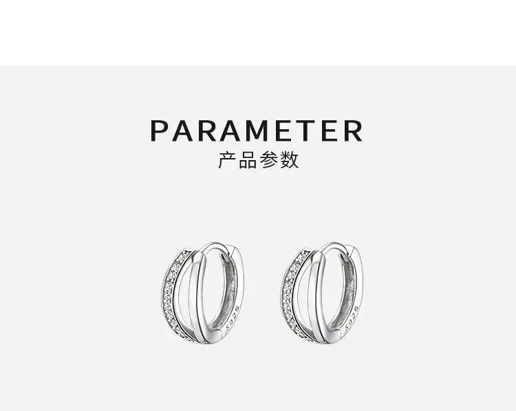 925 Sterling Silver hoop Earrings Temperament Simple Inlaid Zircon for Women Wedding Jewelry Accessories