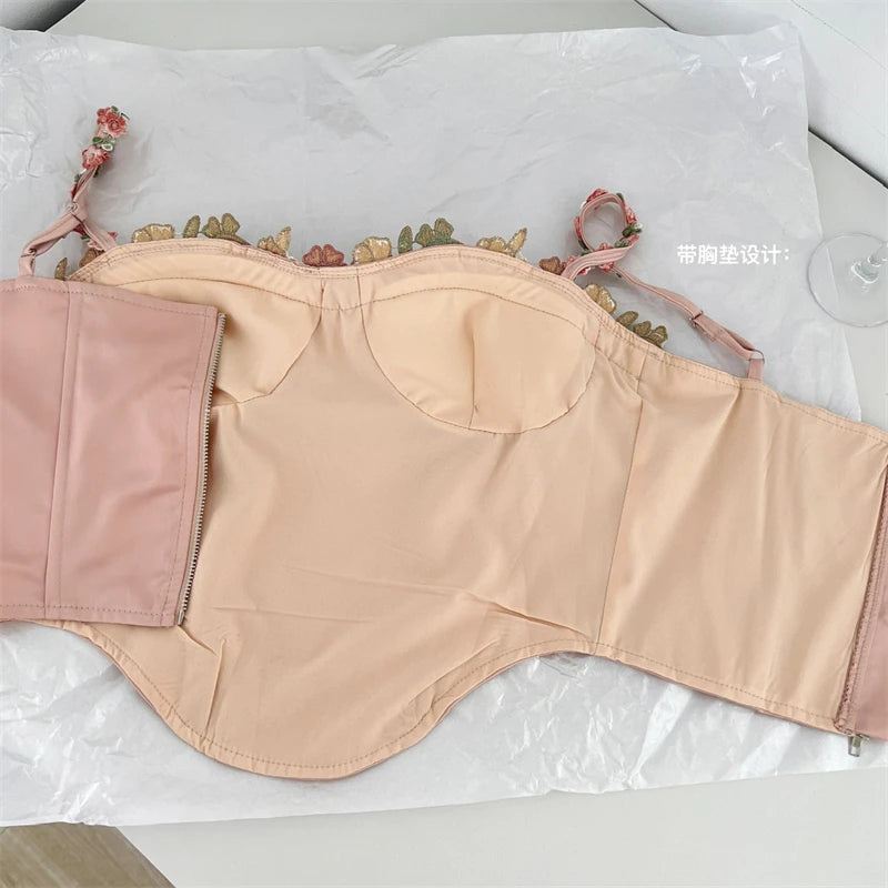 Women's Pink Skirt Sets Vintage Long Skirt Off Shoulder Lace Crop Top Y2k Korean Elegant 2000s New Matching Sets Clothes Summer