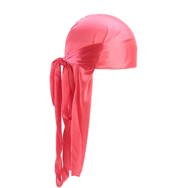 Unisex Silky Long Tail Durag Pirate Hat Turban Fashion Headwraps Cap Bandana Women Men Headwear Caps Hijab Hair Accessories  ﻿