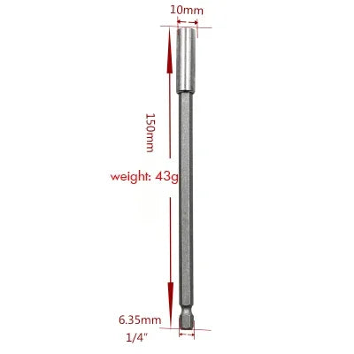 1/4'' Strong Magnetic Hex Screwdriver Bit Extension Connecting Rod Sleeve Pistol Drill Extension Rod 6.35mm Sleeve Quick Adapter