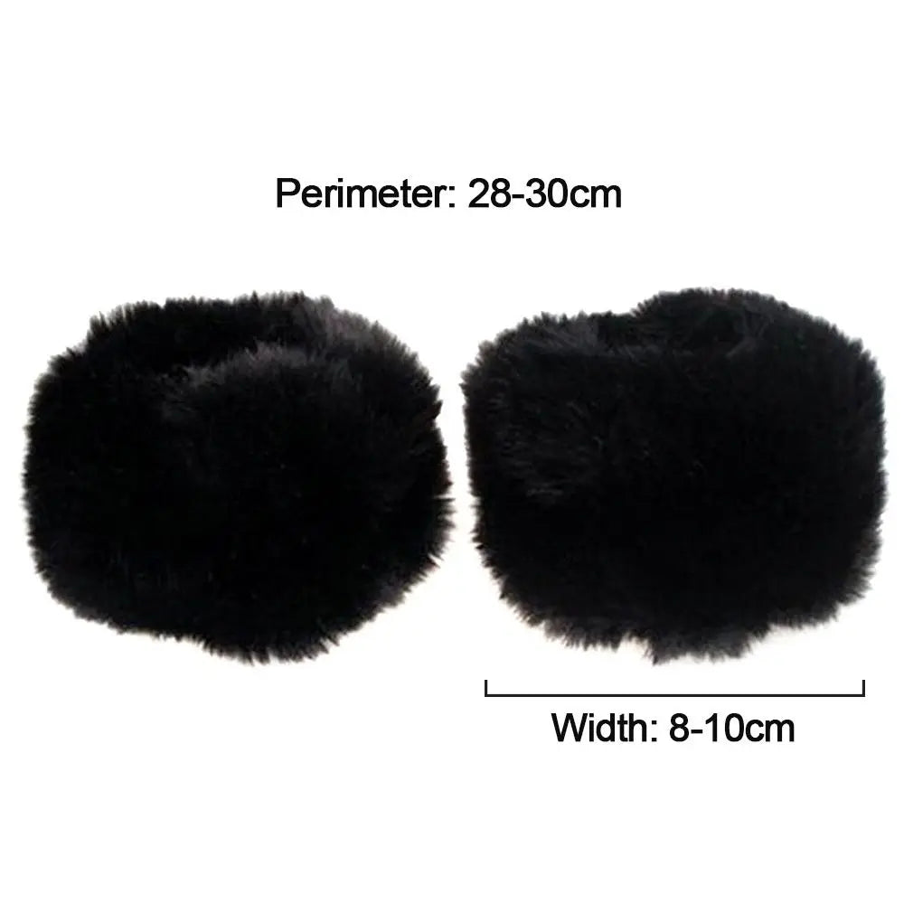 Women Fashion Winter Warm Faux Fur Elastic Wrist Slap On Cuffs Ladies Solid Color Arm Warmer Plush Wrist Protector Viralgem Store