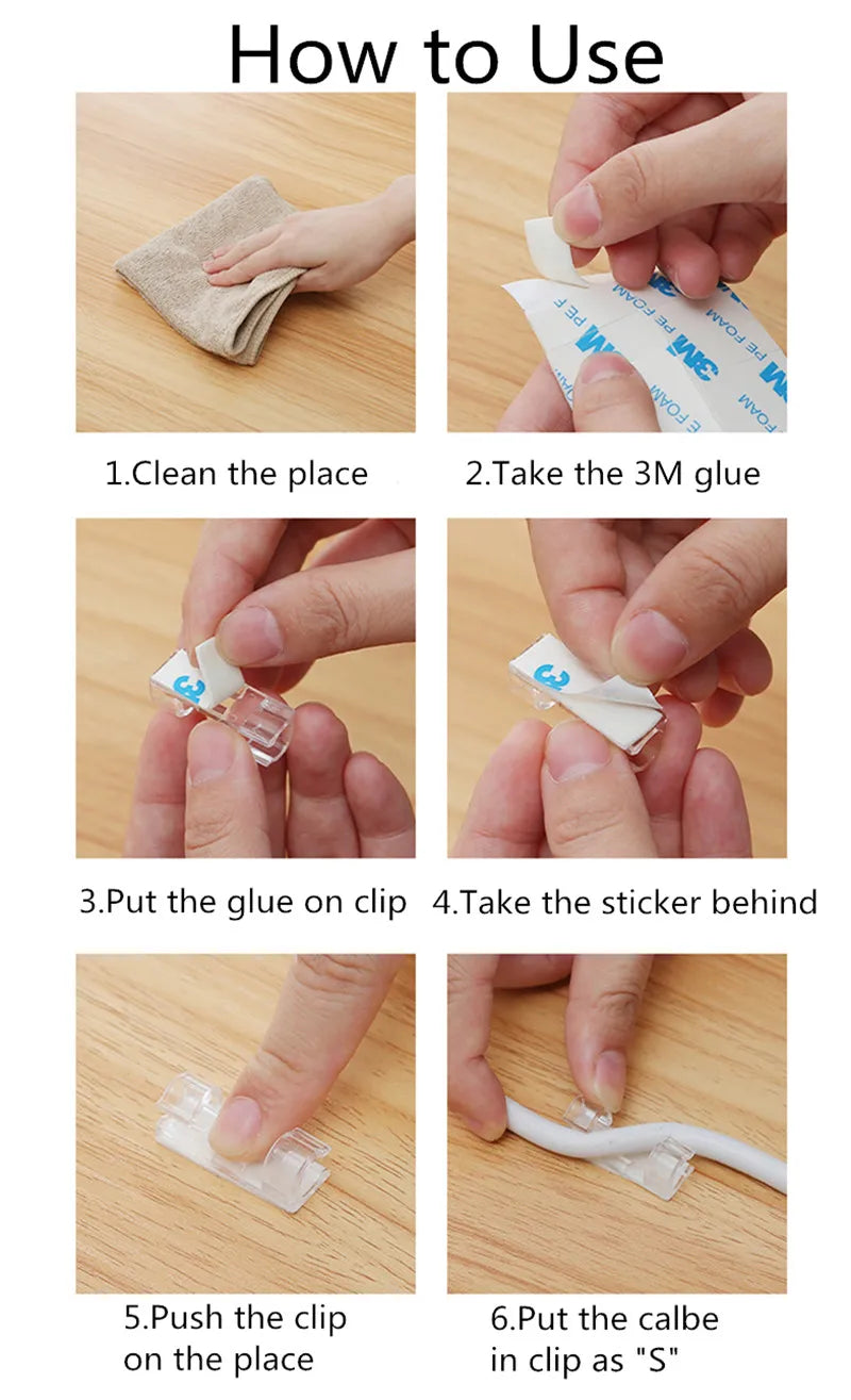 16/20pcs Cable Organizer Clips Cable Management Wire Manager Cord Holder USB Charging Data Line Bobbin Winder Wall Mounted Hook Viralgem Store