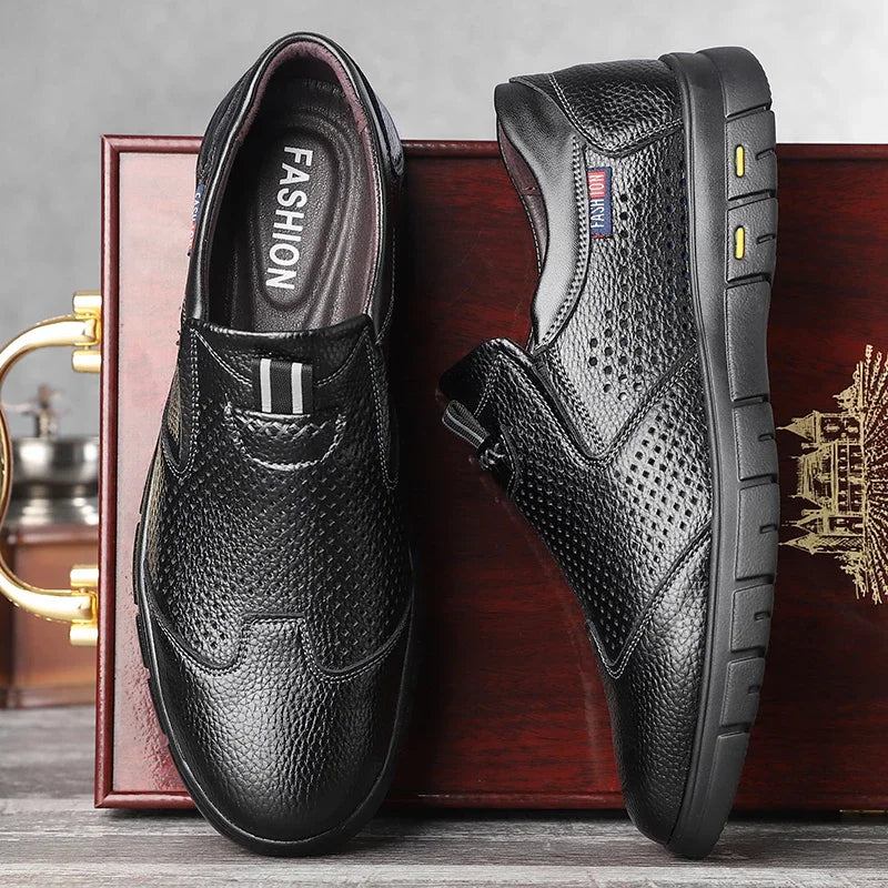 Summer Breathable Sandals for Men, Men's Cowhide Shoes, Hand-woven, Business Formal Leather Sandals, Dad's Shoes