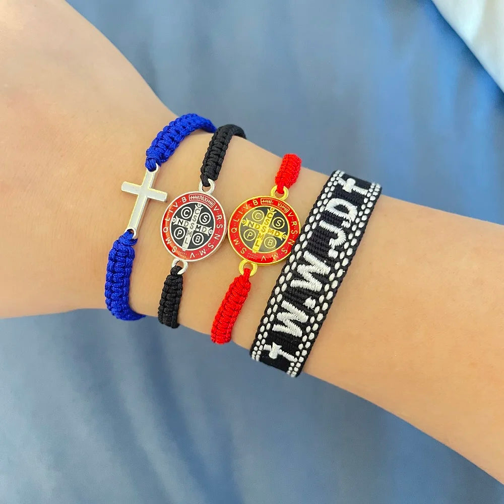 W.W.J.D. | WWJD Woven Bracelets San Benito Medal Bracelet Adjustable Stacking Jewelry