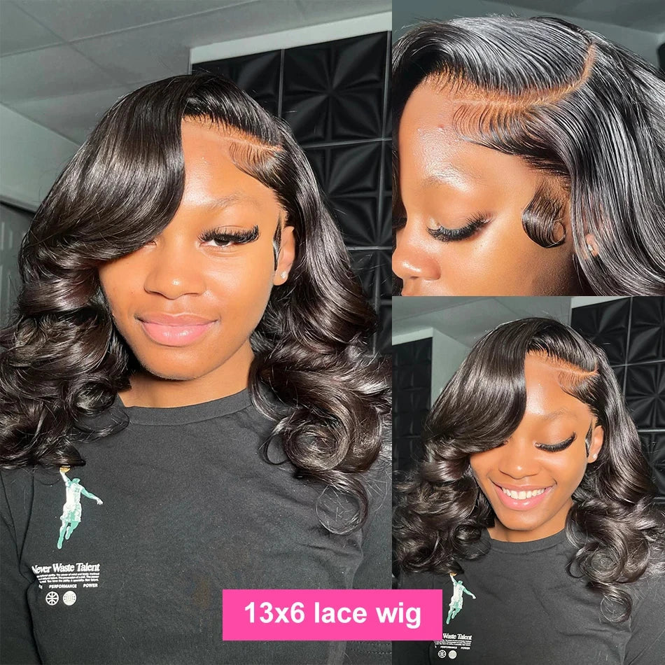 250 Density Short Bob Body Wave 13x4 13x6 Transparent Lace Front Human Hair Wigs Brazilian Lace Frontal Wig 5x5 Lace Closure Wig Viralgem Store