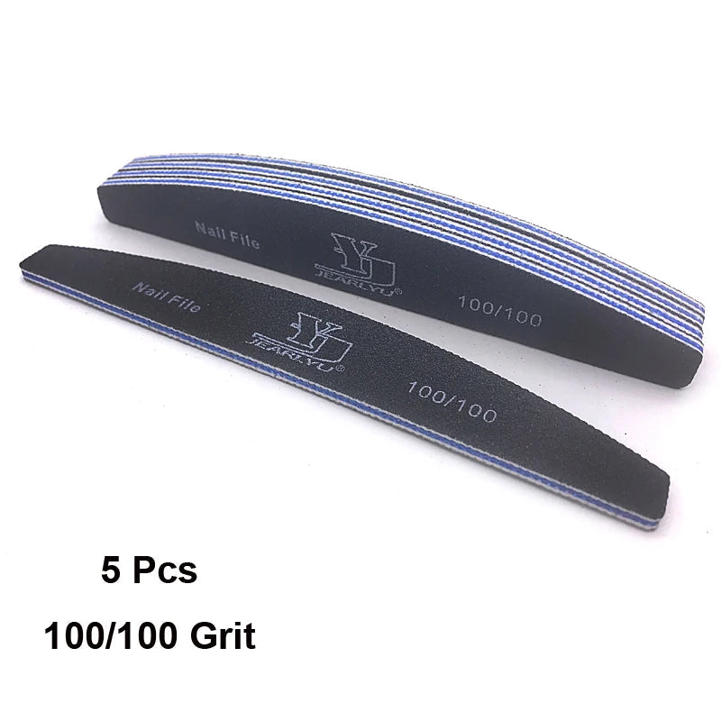 5Pcs/Lot Nail File Mix Color Limas 80/100/150/180/240 Grit Professional Sandpaper Cuticle Remover Buffer Files Manicure Tool Set Viralgem Store