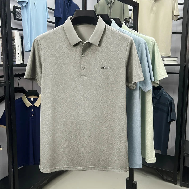 Top Grade Designer Brand Polo Shirt Men Summer New High Short Sleeve Regular Solid Casual Tops Fashions Mens Clothes 2025 Viralgem Store