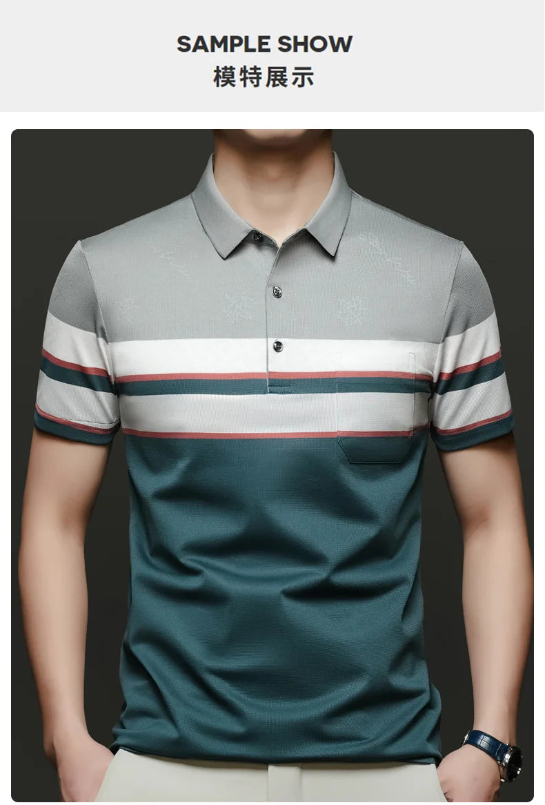 Top Grade Summer Brand Polo Shirts For Men Designer Summer Stripped Luxury Short Sleeve Slim Casual Tops Fashions Men Clothes Viralgem Store