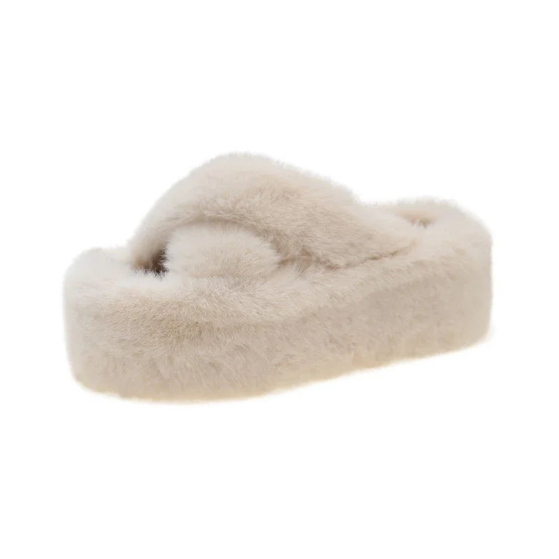 Woman Furry Ladies Faux Fur Luxury Fluffy Plush Slipper House Soft Fuzzy Girl Platform Indoor Flat Casual Sabot Round Toe Winter Viralgem Store
