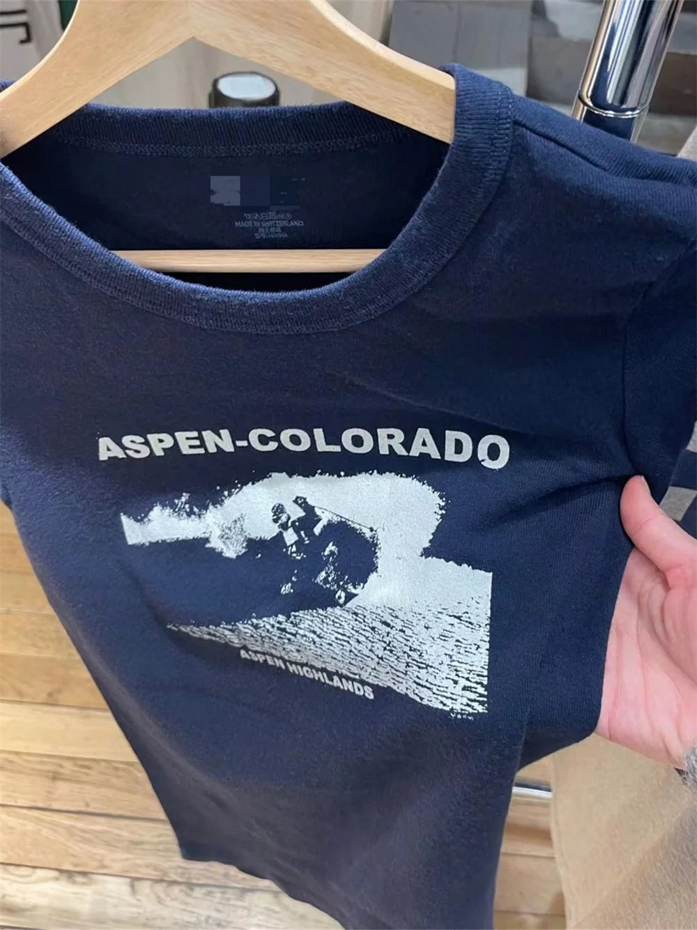 Women Vintage T-shirt 2023 Ladies Casual Blue Pure Cotton Comfortable Print Round-neck Fashion T-shirt For Women's Shirts