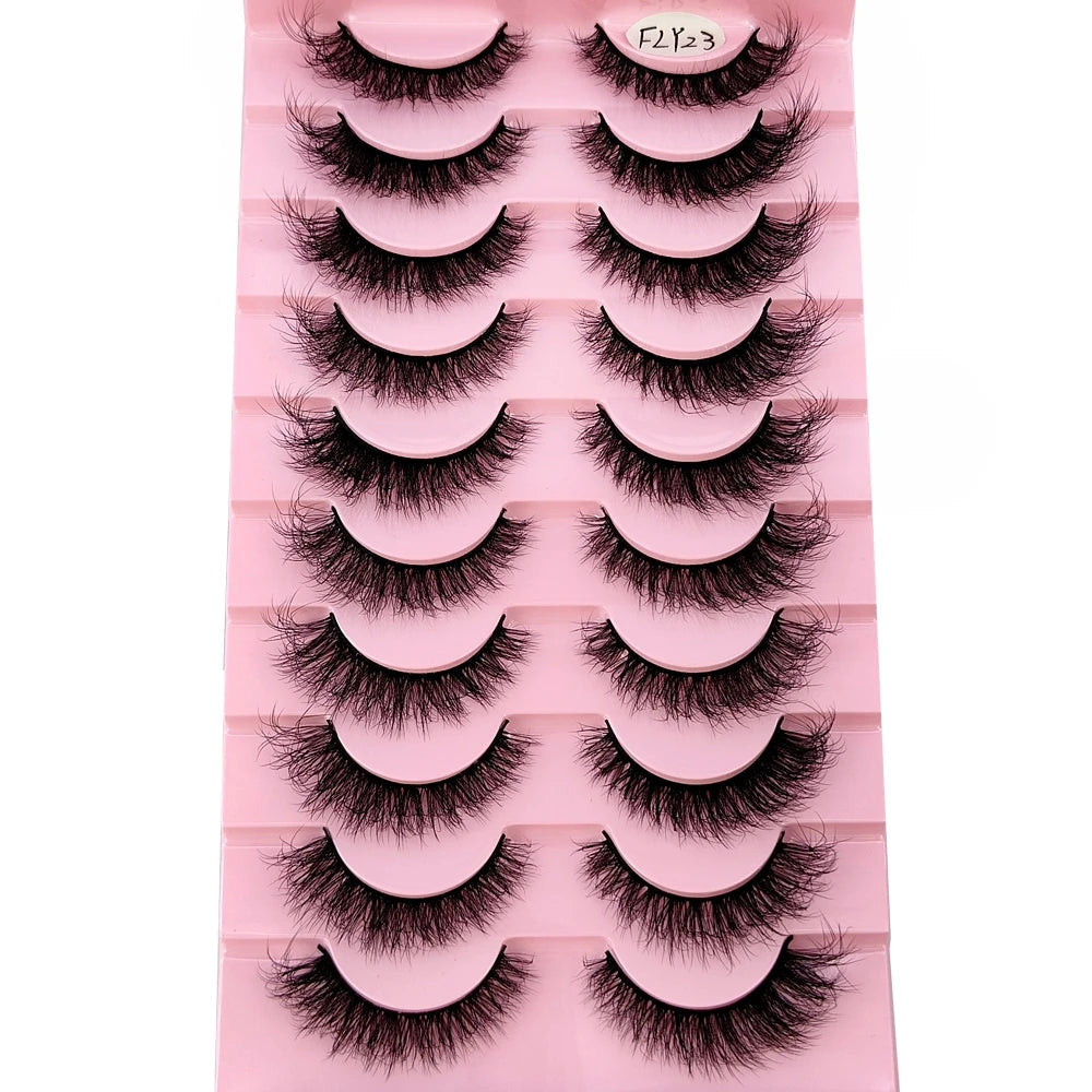 10 Pairs Faux Mink Eyelashes Handmade False Eyelashes Natural Nude Makeup Simulation Cross Messy Eye 3D Curly Eyelashes Freshlook Styles