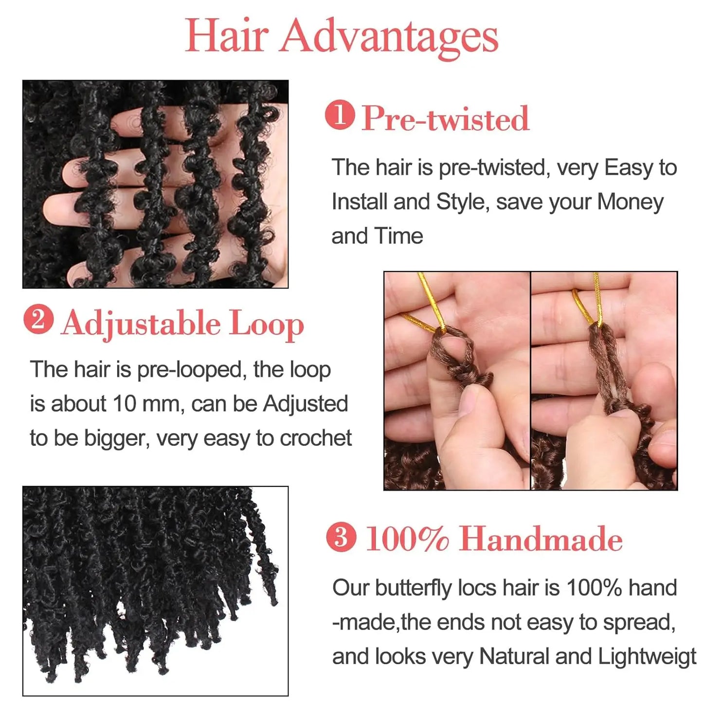 12 Inch Pre-twisted Butterfly Locs Crochet Hair Short Bob Butterfly Distressed Braids Hair Synthetic Hair