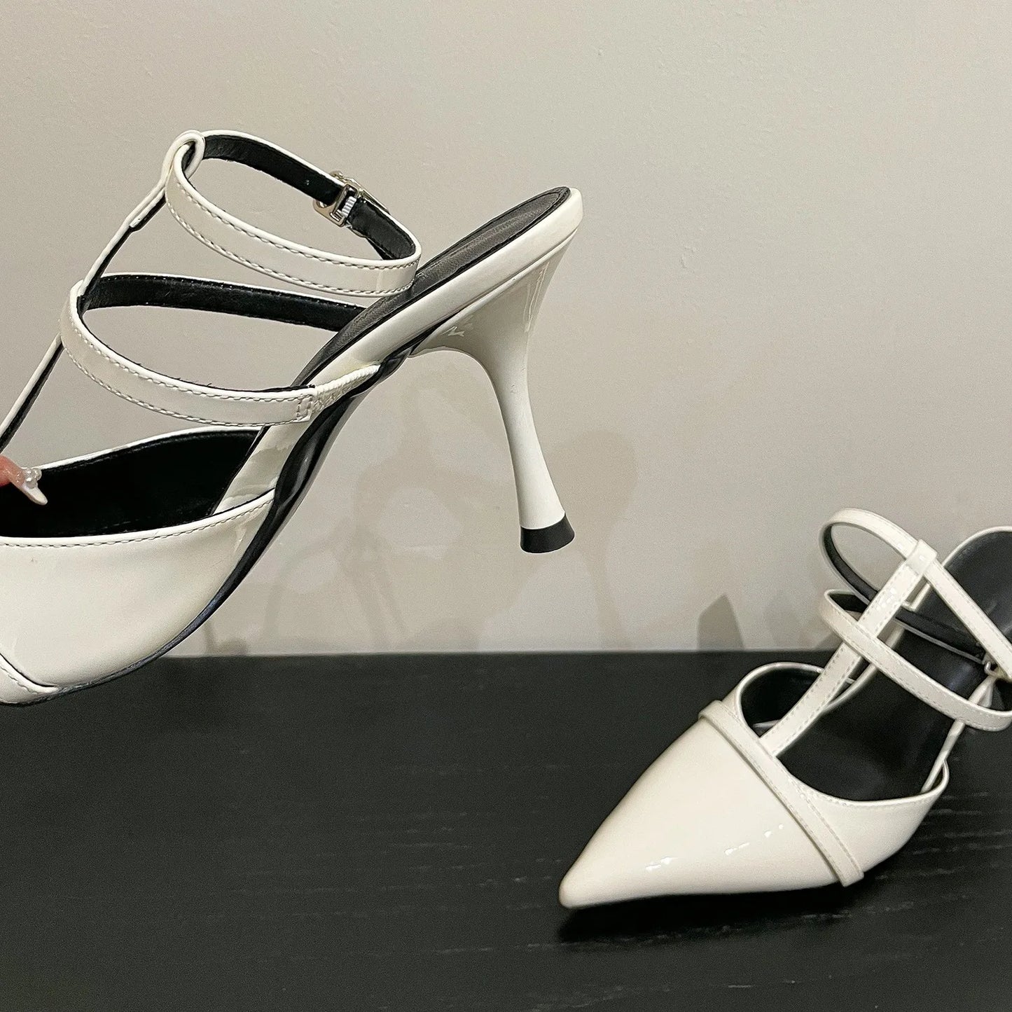 2024 New Trendy Women Gladiator Sandals Summer Pointed Toe Luxury Elegant High Heels Thin Strap Pumps Ladies Party Shoes Size 42