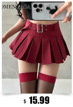 WOMENGAGA Leather Matte Slim Mini Sexy Fashion PU Hot Short High Waist Skirt Korean Nightclub Streetwear Wholesale Clothes 7ST Viralgem Store