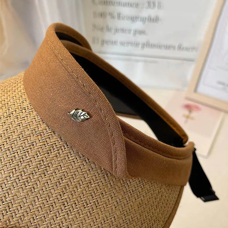 Women Summer Empty Top Straw Hat Wide Brim Sun Cap UV Protection Travel Panama Hats Lady Outdoor Beach Sunscreen Caps