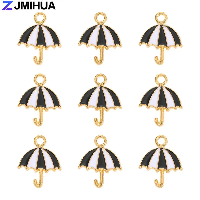 20pcs/lot Metal Enamel Cute Umbrella Charms For Jewelry Making Earrings Pendant Necklaces Bracelets DIY Handmade Accessories