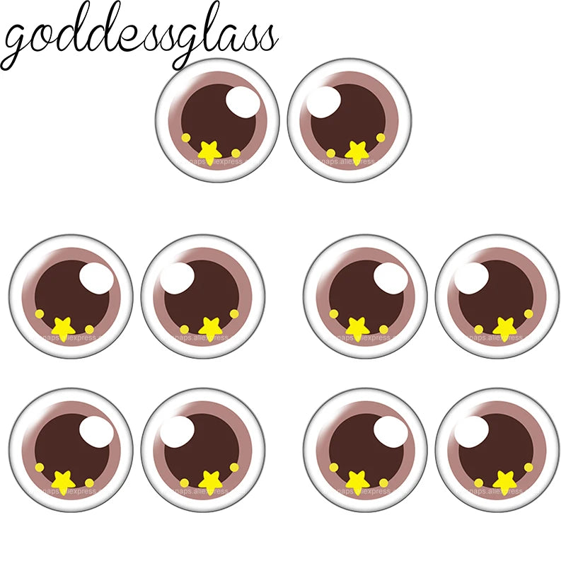 5pairs Cartoon Glass Doll eye Cute Pupils Stars 12mm/18mm/20mm/25mm Round cabochon flat back Making findings Jewelry