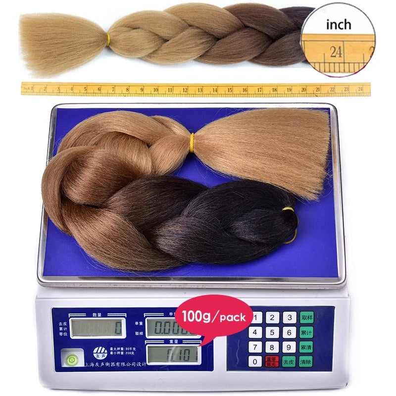 Synthetic Ombre Braiding Hair 24Inch 1Pack Pre Stretched Box Jumbo Colorful Crochet  Extensions for Women Viralgem Store