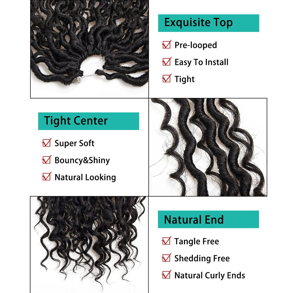 TBUG Goddess Faux Locs Crochet Hair 22 Inch 1B River Locs Braid Curly Hair Faux Locs Synthetic Braiding Hair Extension For Women Viralgem Store