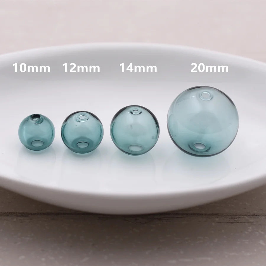 10pieces Double Hole 10-20mm Color Glass Ball Globe Beads Hollow Glass Bottle Vial Jewelry Making Accessories Findings Viralgem Store