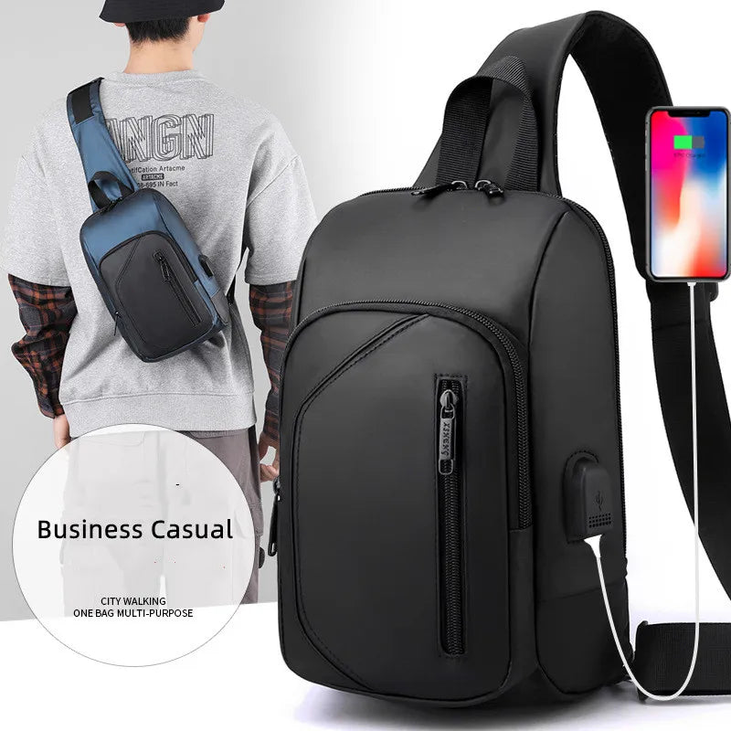 2023 Men's Chest Bag Waterproof Crossbody Bag Multifunction Anti-theft Travel Bags Shoulder Bag Male USB Charging Pouch for Man Viralgem Store