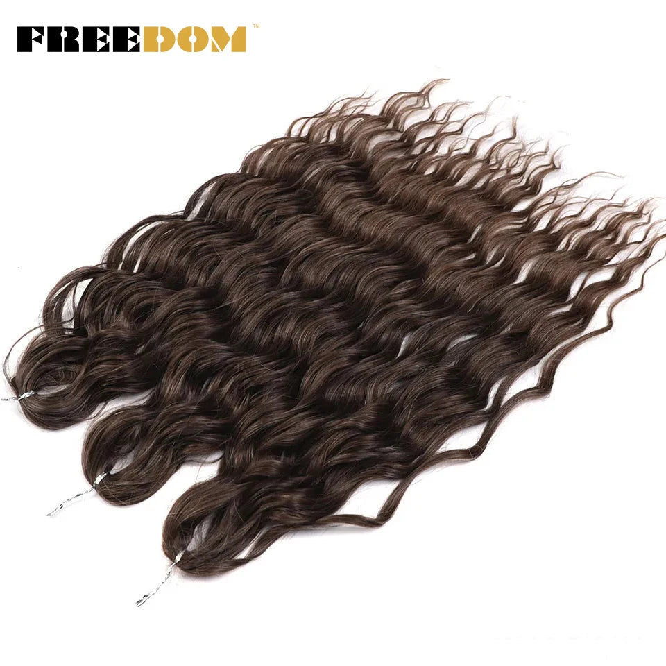 Synthetic Loose Deep Wave Braiding Hair Extensions 24 Inch Deep Curly Twist Crochet Braid Hair Ombre Blonde Brown Anna Hair