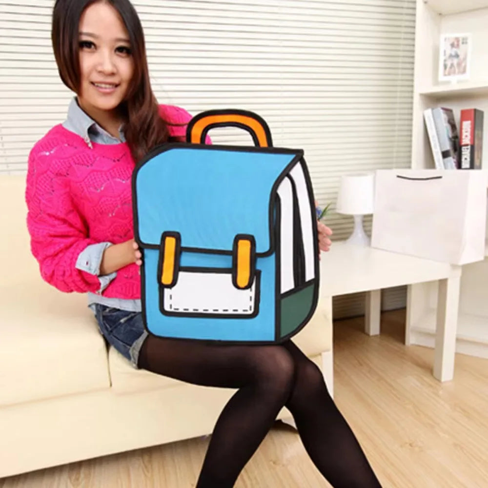 Women Backpack 3D Jump Style 2D Drawing Cartoon Back Bag Comic Messenger Tote Fashion Cute Student Bags Unisex Knapsack Bolos Viralgem Store
