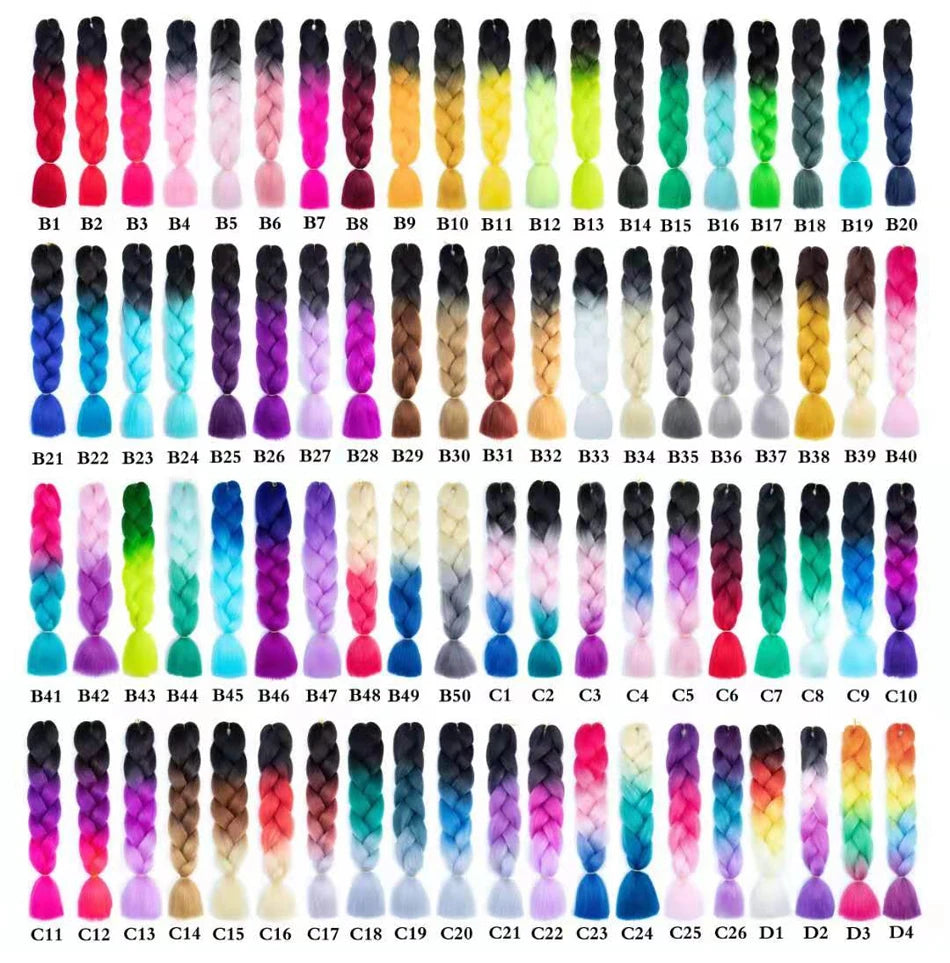 24inch Synthetic Long Braiding Hair Pre Strethced Colorful Ombre Brown Blonde Crochet Jumbo Braids Hair Extensions For Women