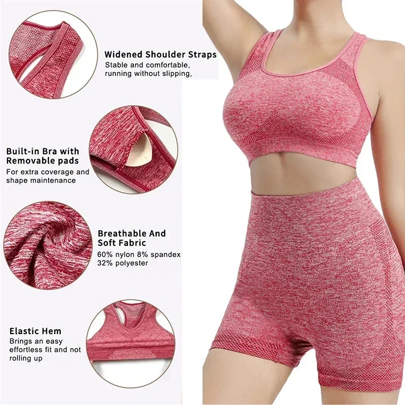 Yoga Set Gym Shorts Women Sport Bras Brassiere Workout Tops for Women Yoga Clothes Fitness Leggings Gym Set Seamless Yoga Sets Viralgem Store