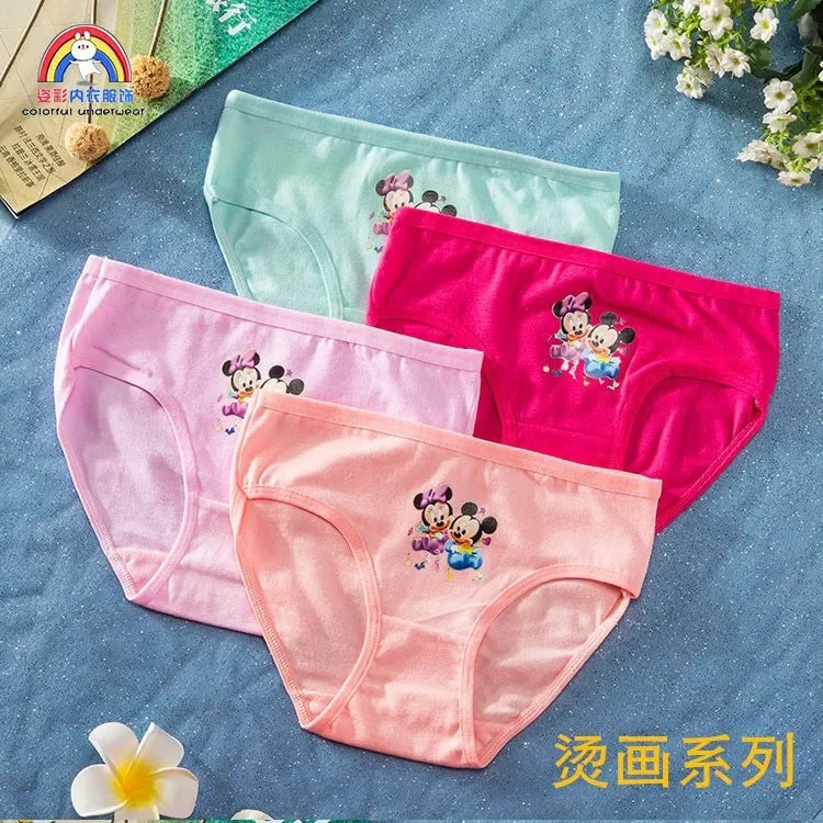 4pcs/set Disney Girls Cartoon Mickey Mouse Underpants 2-10years Old Children Classic Pop Pure Cotton Boxers Minnie Birthday Gift Viralgem Store