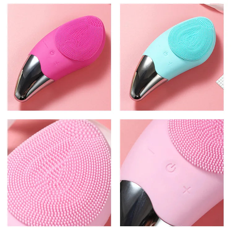 6-speed Electric Face Washer Silicone Facial Cleanser Mini Facial Cleanser Waterproof Rechargeable Ultrasonic Pore Cleaner
