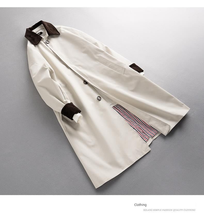 2024 Spring & Fall New Arrival K-style Loose Lapels Men's Mid-Length Trench Coat Japanese-Style Retro Casual Korean Coat Men Viralgem Store