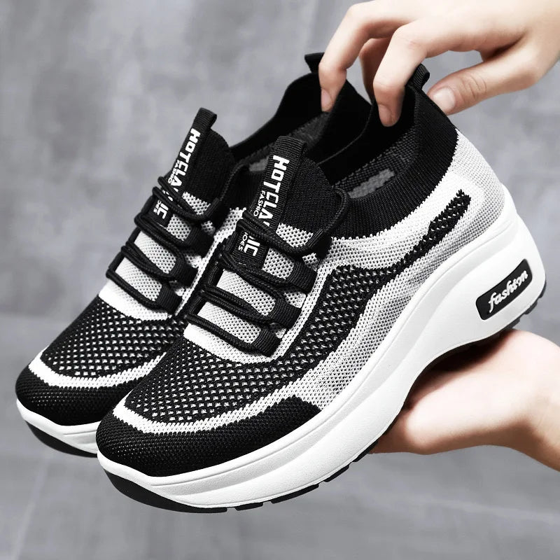2024 summer platform casual women's shoes increase shoes mesh surface breathable comfortable sports shoes