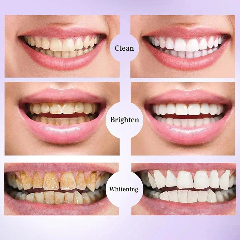 V34 Purple Teeth Whitening Toothpaste Remove Plaque Stains Cleaning Oral Hygiene Dental Bleach Tools Fresh Breath Beauty Health