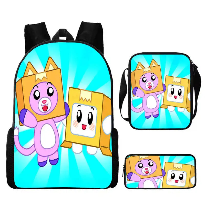 3Pcs Set LankyBox School Backpack with Shoulder Bags Pencil Case ,Cartoon Anime Games School Bags for Girls Boys  Kid Best Gift Viralgem Store