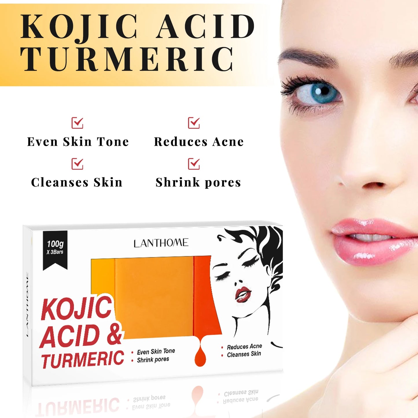 5PCS Kojic Acid Skin Care Set Kojic Acid Soap Moisturizing Facial Cream Body Lotion Face Cleanser Skin Care Products