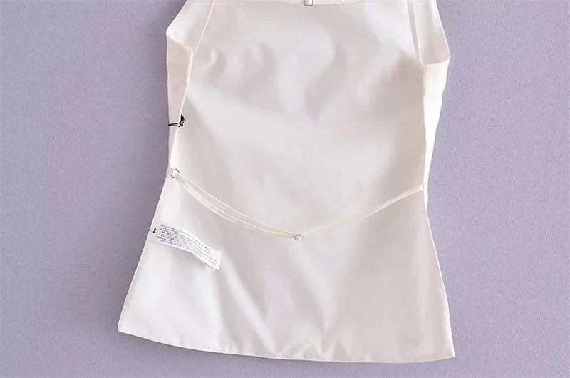 TRAF White Crop Top Woman 2024 Black Sleeveless Backless Top With Straps Sexy Tops Woman Party Summer Women's Evening Top Viralgem Store