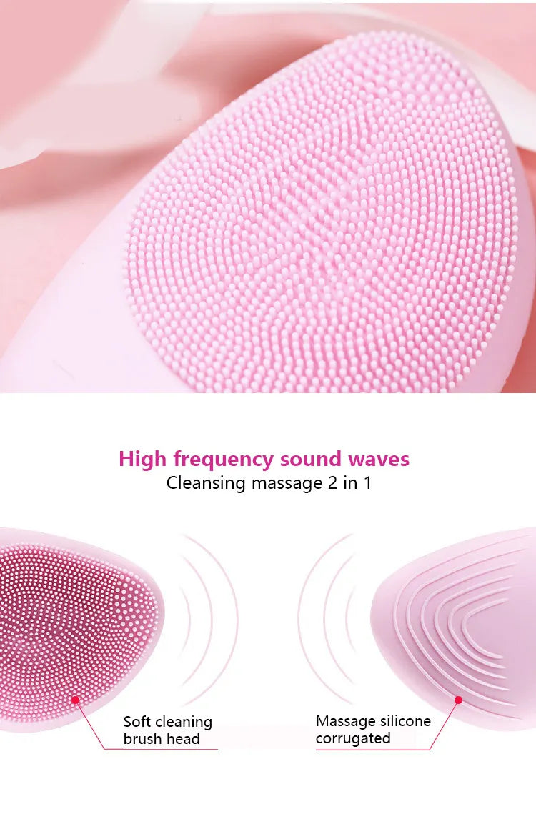 6-speed Electric Face Washer Silicone Facial Cleanser Mini Facial Cleanser Waterproof Rechargeable Ultrasonic Pore Cleaner