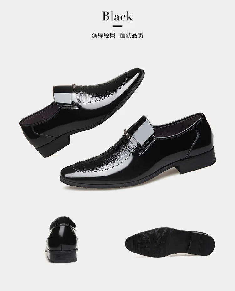 38-50 Mens PU Leather Shoes Luxury Crocodile Pattern Men Business Dress  Casual Social Shoe Male Wedding Footwear Zapatos Hombre