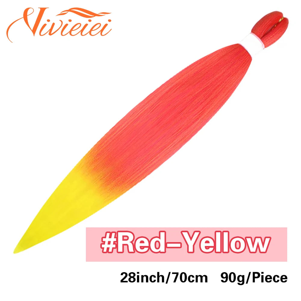 Synthetic Jumbo Braids Hair Extensions 28 Inch Braiding Hair Pre Stretched Orange Green White Blue Red Pink Purple Braids Viralgem Store