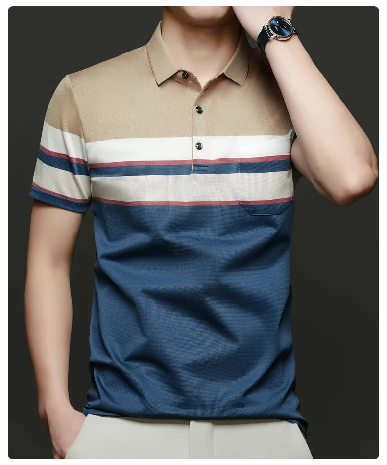 Top Grade Summer Brand Polo Shirts For Men Designer Summer Stripped Luxury Short Sleeve Slim Casual Tops Fashions Men Clothes Viralgem Store