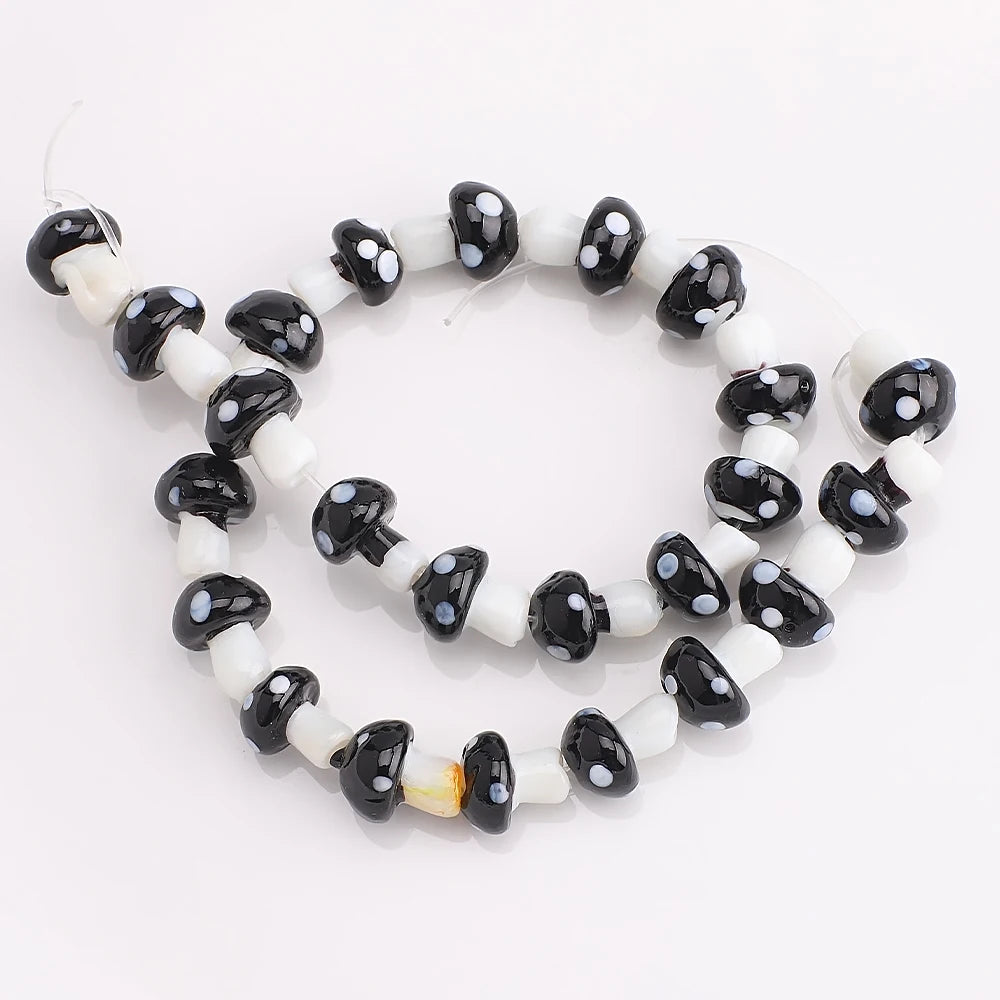 10Pcs 10x13mm 12x16mm 15x20mm Mushroom Shape Lampwork Glass Loose Beads for DIY Crafts Jewelry Making Earing Necklace Accessory