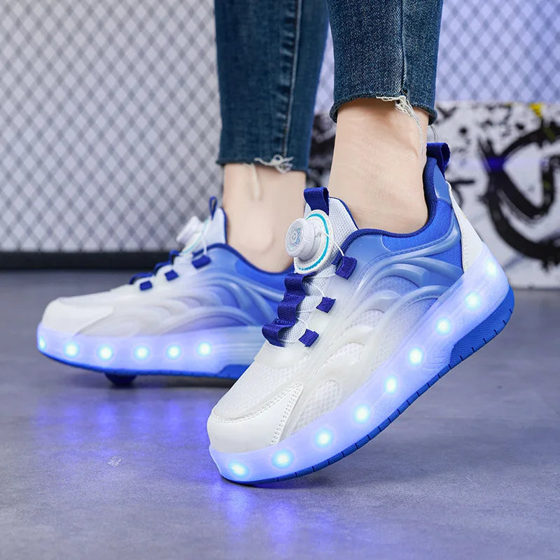 Two Wheels Children's Led Light Roller Skate Shoes For Kids Boys Girls Glowing Sports Luminous Sneakers Skateboard USB Charging Viralgem Store