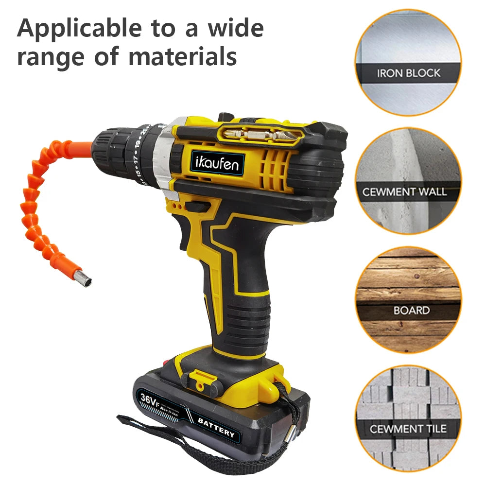 21V Cordless Drill Electric Screwdriver Mini Wireless Power Driver Lithium-Ion Battery Home DIY Cordless Drill Set