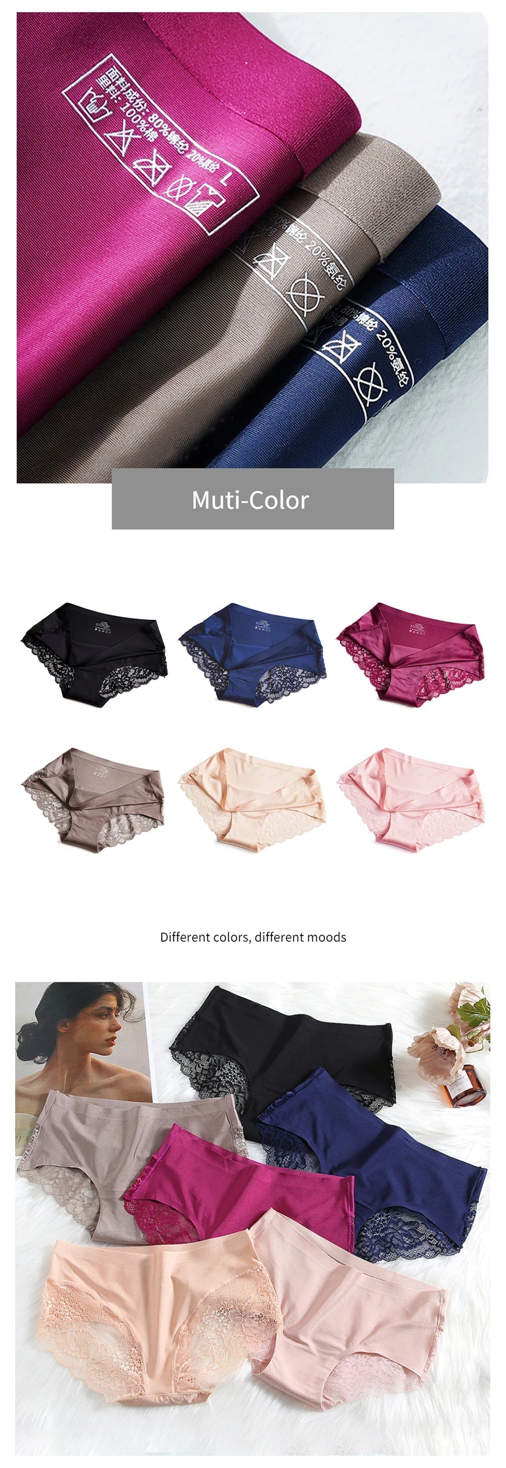 WarmSteps Women Lace Panties Luxury Silk Women's Underwear Solid M-XXXXL Plus Size Panties for Woman Underpants Briefs Female Viralgem Store