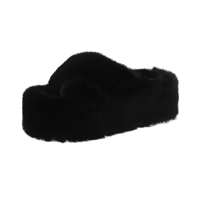 Woman Furry Ladies Faux Fur Luxury Fluffy Plush Slipper House Soft Fuzzy Girl Platform Indoor Flat Casual Sabot Round Toe Winter Viralgem Store