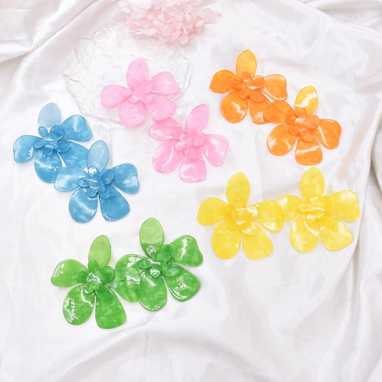 Acrylic Fashion Big Flower Pendant Earrings Double Layer Flowers Women's Earrings for Women 2023 New Party Jewelry Gifts