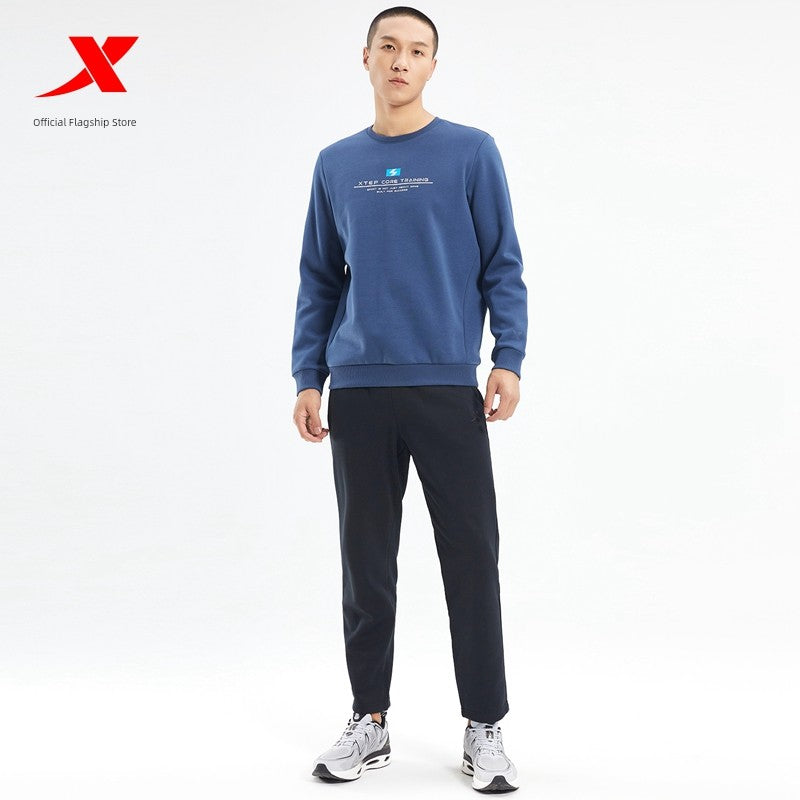 Xtep Fleece-lined Thermal Knitting Pants Male Fall and Winter New Arrival Training Workout Pants Loose Casual Straight Men's Pants